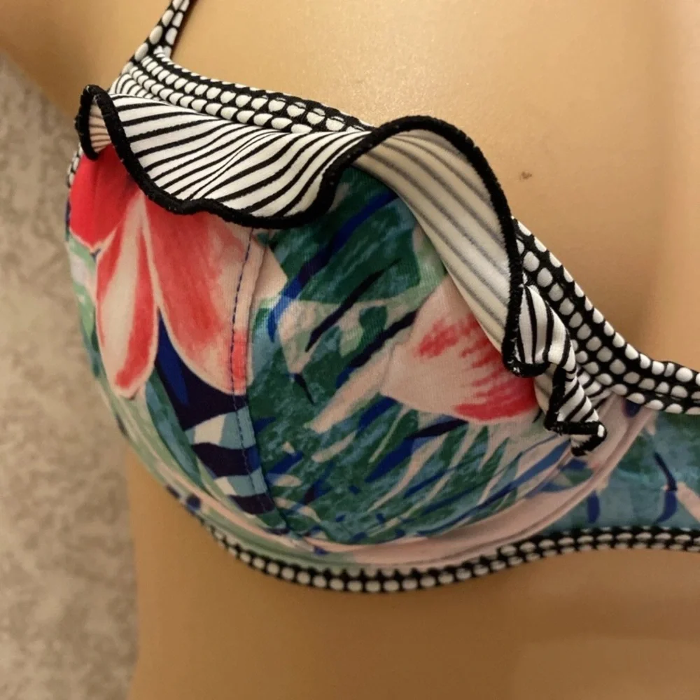 Raisins Tropical Print Bikini with Ruffle Detail